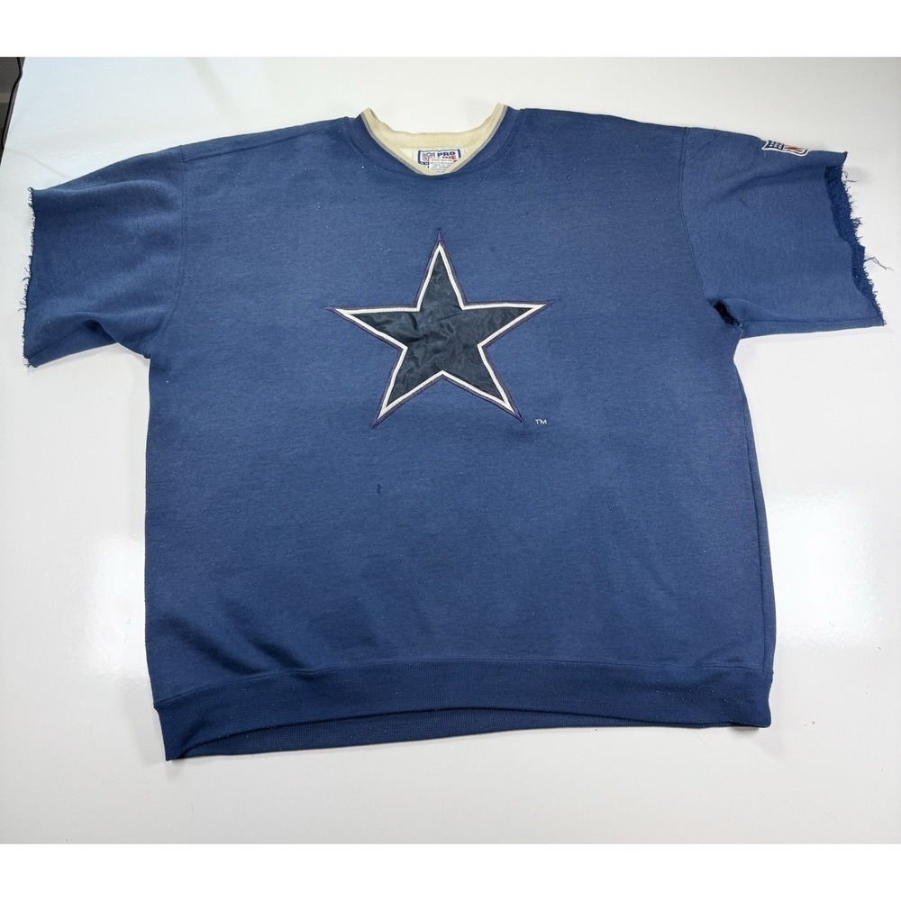 Vintage 90s Starter Dallas‎ Cowboys Sweatshirt XL Blue Cut Off Sleeves NFL